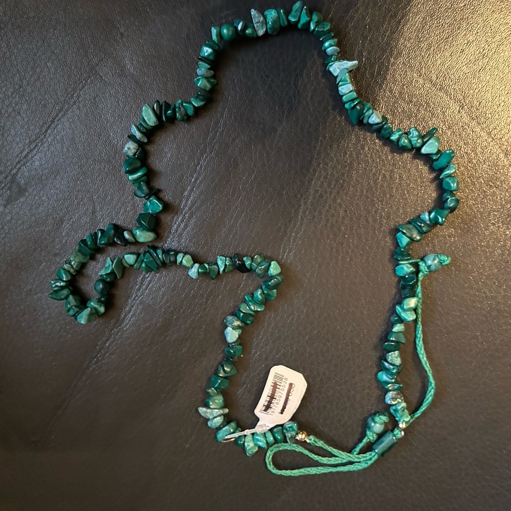 Free People Sunrise Beaded Necklace In natural Green  Stone Beaded Necklace NWT